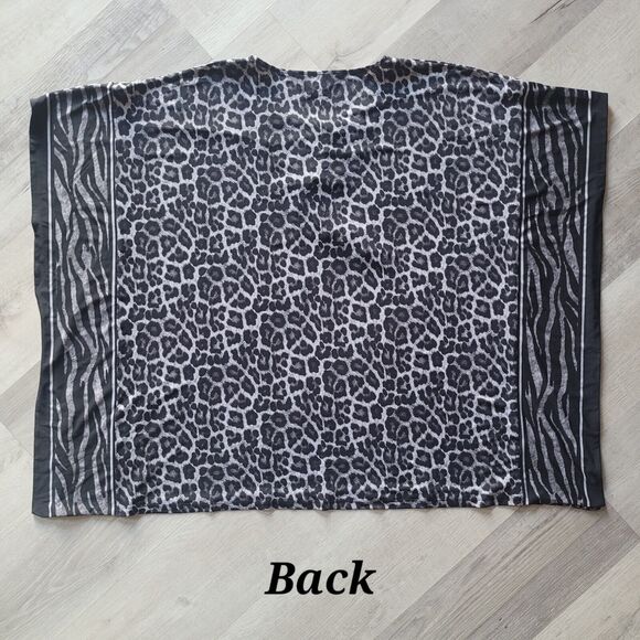 Michael Kors Leopard Print Lace Up Tunic Poncho Top Blouse Chain Detail EUC 2XL - Picture 7 of 9